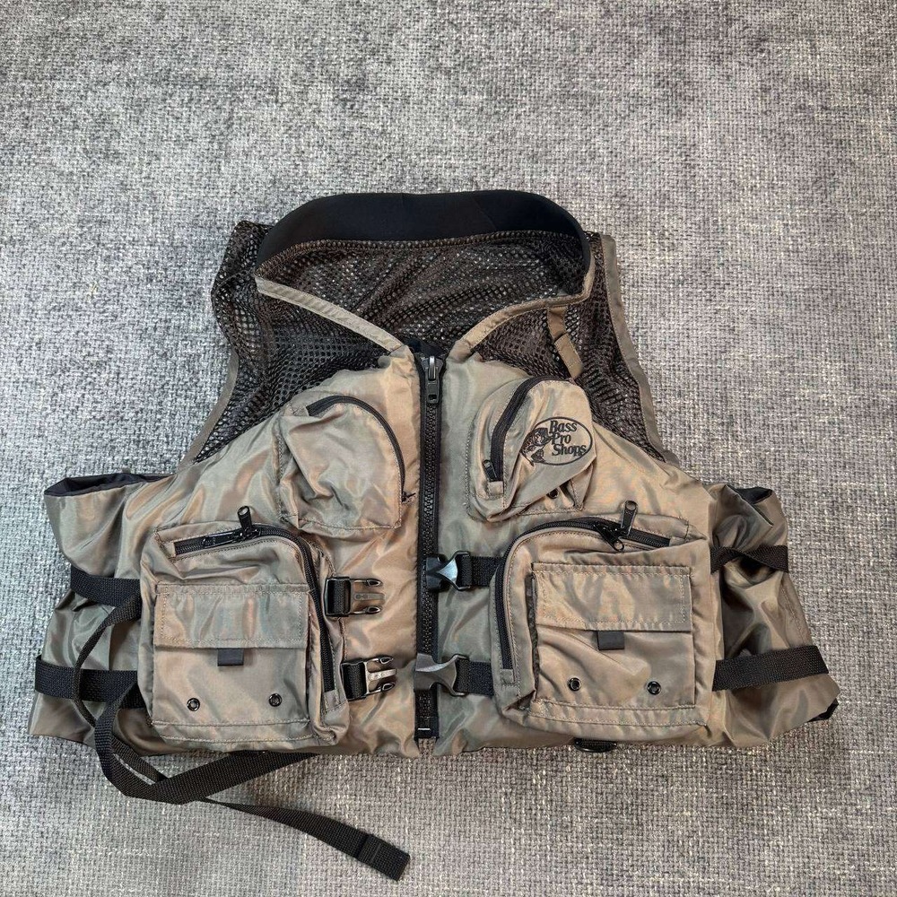 Bass Pro Shops Tactical Fishing Vest Mens OSFM Olive Utility Gorpcore Cargo